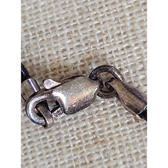 VTG Hand Painted Carved Puffy Heart Pendant Patchwork Design Sterling 925 Clasp - Picture 6 of 7